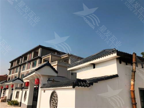 贛州仿古樹脂瓦一體屋檐裝飾塑料瓦片 古建筑門樓圍墻瓦中式門頭仿古瓦 星發(fā)牌定制